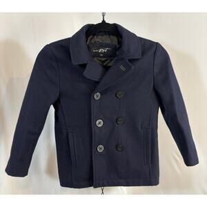 Black Rivet Boys Wool Blend Peacoat Double Breast Navy Coat 6
